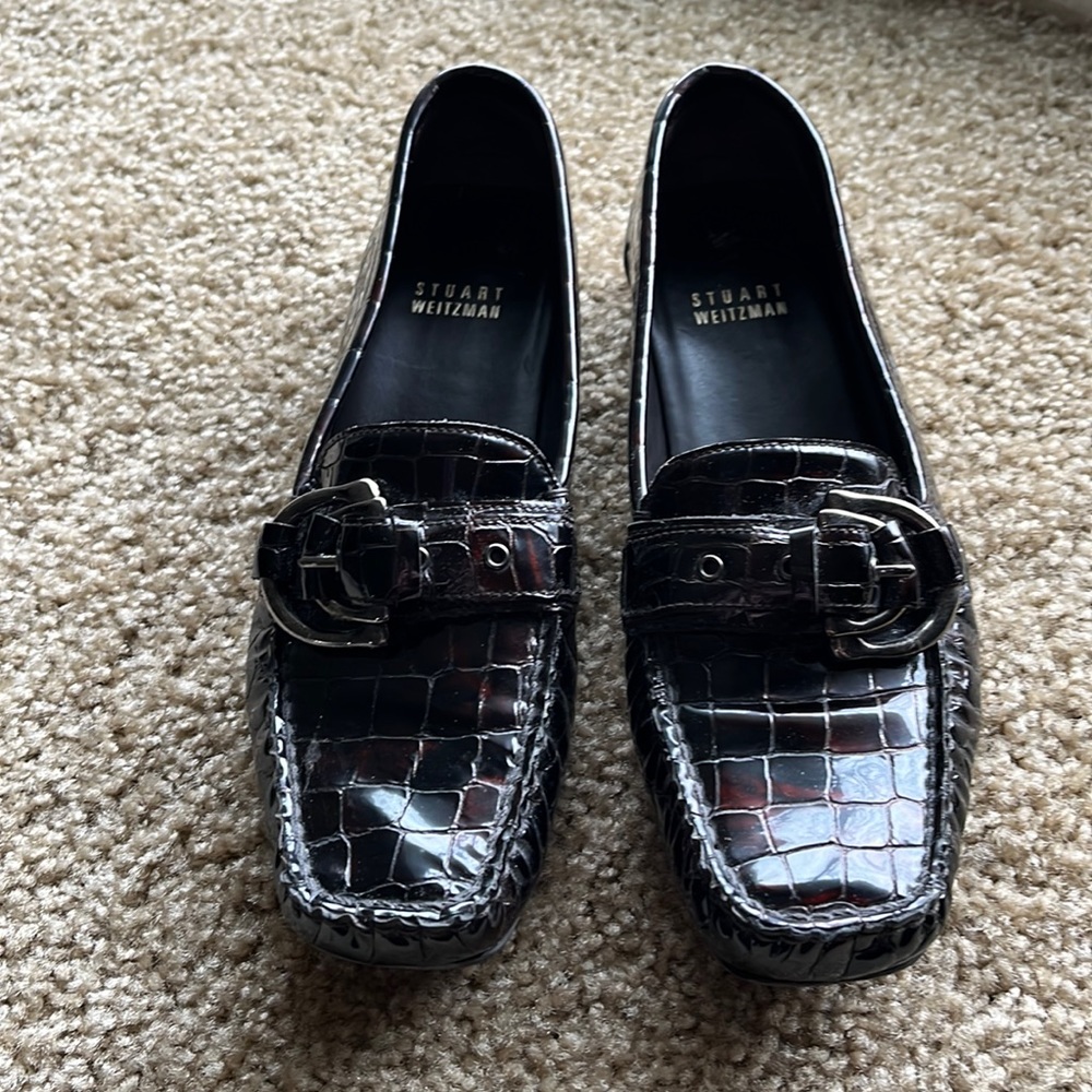 Brown alligator Stuart Weitzman loafers